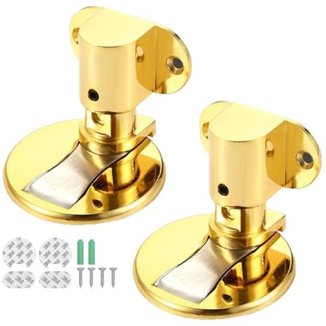 EnixwH 2 Stück Unsichtbarer Türstopper Magnetisch, Verstellbarer Magnetischer Türstopper, Türstopper Magnet Der mit Doppelseitigem Klebeband Oder Durch Bohren Montiert Werden Kann (Gold)