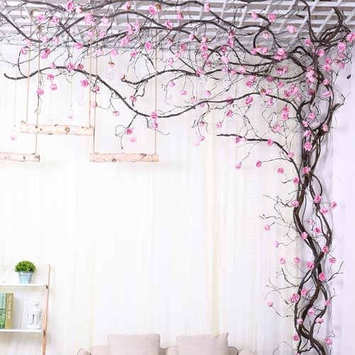 CONGZHANHH 118 Fake Bendable Fall Tree Vines Hanging Peony Flower Garland | Flexible Artificial Floral realistic Twine Wood Branches Twig Reptile Climbing Faux Plant Wedding Arch Wall indoor Decoration