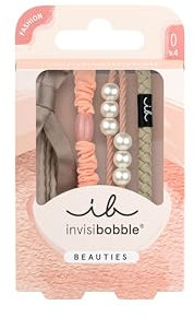 invisibobble BEAUTIES Powdery Pearl (4 Stück) – Geflochtene Spiral Haargummis in Rosa & Pastell – Spiral Haargummi Damen & Mini – Stylisch im Haar & als Armband – Sanft, verspielt & vielseitig tragbar