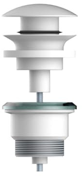 Válvula Clic-Clac Universal para Lavabo - Acabado Cromo o Blanco - Alta Durabilidad hasta 200.000 Ciclos - Instalación Estándar G1¼ (Blanco)