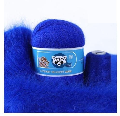 SFQEVHRZ Garne, 2 Knäuel Nerz- und Kaschmirmischung, weiches Fingering-Gehäkel for Pullover, Strickjacken, Schals(#809 Royal Blue)