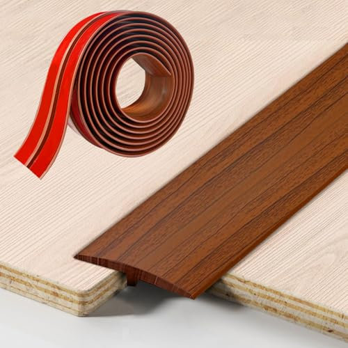 5cm×300cm Übergangsprofil, T Profil Übergangsleiste Selbstklebend, PVC Türschwellen Leiste Übergangsprofil für Verbindungsböden Parkettböden Laminate (Holzbraun)