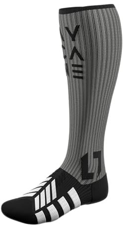 AYCANE A-SHIELD Schnittfeste Eishockey Socken – A5 Schnittschutz, ultraleicht, nahtlos, feuchtigkeitsableitend, Anti-Geruch – Profi Hockey Socken für Erwachsene & Kinder (Kniehoch, L (EU 42-44))