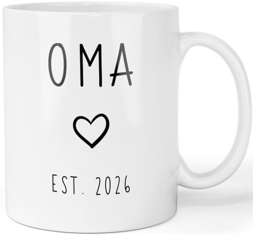 Tasse Schwangerschaft verkünden - Du wirst Oma 2026 - beidseitig bedruckte Kaffeetasse - Geschenk werdende Großmutter, Farbe: Weiß