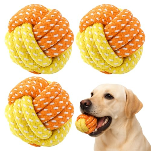 3 giochi per cani, palla per cani indistruttibile interattivi resistenti ai morsi, indistruttibili, adatti a cani di piccola e grande taglia (arancione).