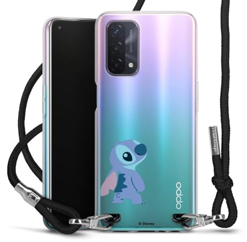DeinDesign Carry Case kompatibel mit Oppo A54 5G Hülle mit Band Handykette zum Umhängen schwarz Lilo & Stitch Fanartikel Disney