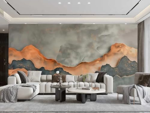 rskjdghshd Wallpaper Modern Gray Orange Art Mountain Texture Paint Rock Painting TV Sofa Background Wall Bedroom Living Room Study Mural,3D,430x300cm