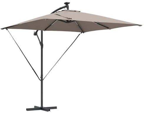 Solivagant Parasol Banane à mât déporté Taupe 249 x 249 x 250 cm,(14.81 KG)
