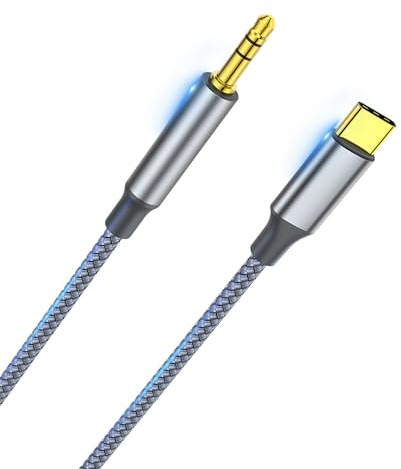 USB C to 3.5mm Audio Aux Jack Cable, Aux to USB C,USB Type C to 3.5mm Male Headphone Car Stereo Cord Compatible with Samsung Galaxy S21 S20, Ultra Note 20, iPad Pro, Huawei (1.2M) (silver-grey)