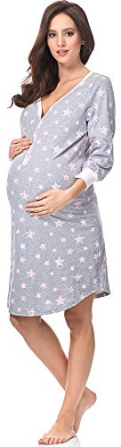 Italian Fashion Chemise de Nuit Allaitement | Pyjama Grossesse et Maternité | Pyjama Femme Enceinte pour la Maison et l’Hôpital | Tenue Maternité Accouchement à Boutons S-XXL