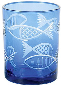 TFC 51 9332094 Windlicht 'Fisch' Glas H 12,5 cm, ø 10 cm, blau (1 Stück)