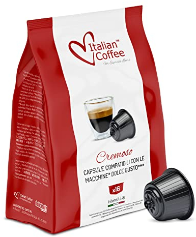 Italian Coffee Capsules Compatible with Dolce Gusto Machines, Espresso pods (1 Count (Pack of 64), Cremoso)