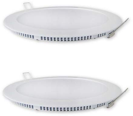 CABLEPELADO Pack 2 Downlight LED 18W redondo | extraplano para empotrar | Aro blanco aluminio | Medida 225mm | Luz Fría 6000 k | 1700 Lumens | 2 unidades | Clase a+