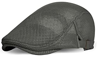 Coucoland Barett Cap Herren Sommer Netz Schiebermütze Atmungsaktiv Schirmmütze Newsboy Flat Cap Baskenmütze Herren Alltagsleben Accessoires (Grau, Verstellbare Träger)