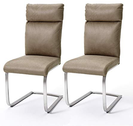 Robas Lund Esszimmerstühle 2er Set Sand, Schwingstuhl Esszimmerstuhl max. 130 Kg Belastbar, Stuhl Rabea