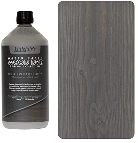 Littlefair's Wood Stain Water Based - 2.5 LTR - Indoor Furniture Stain Light & Dark Finishes - Special Non Toxic & Eco Friendly Formula - Wood Stain for Crafts - Colour: Driftwood Grey