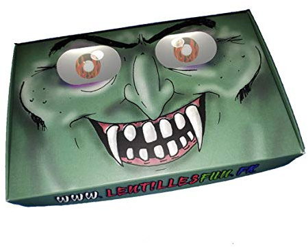 Linsen-Set für alle in 1, Flammen: Monsterbox + 1 Paar farbige Kontaktlinsen (ohne Stärke) + 1 Etui + 1 Multifunktionsprodukt