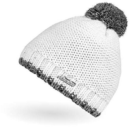 Neverless® Kinder Strick-Mütze Winter Mädchen Jungen Kinder Grobstrick mit reflektierendem Bommel Wintermütze weiß Unisize