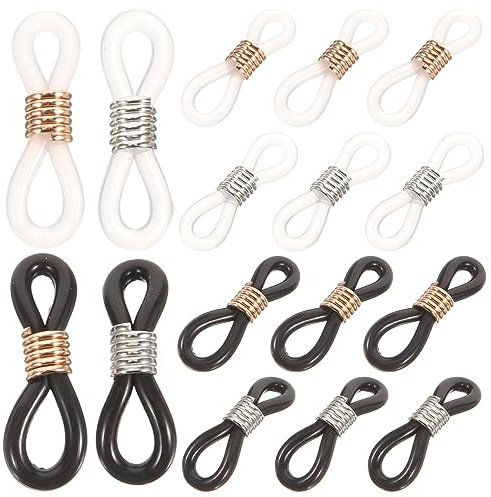 Healifty 100pcs Eyeglass Chain Ends Silicone Glasses Connector Adjustable Anti-Slip Rubber Cord Retainer for Eye Glasses Holder Necklace Chain