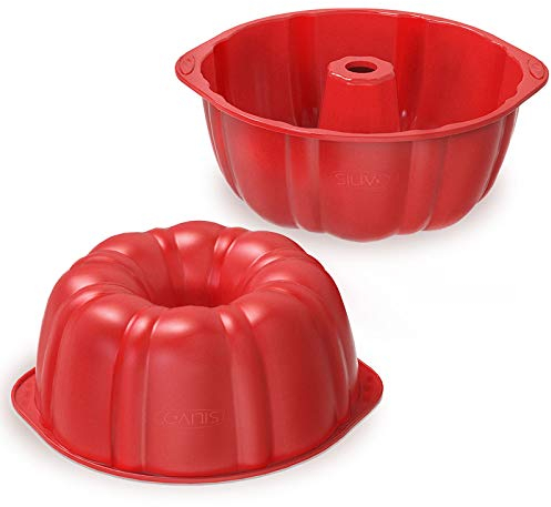SILIVO Molde Hondo Savarin Silicona, Molde Bizcocho Savarin 17,5cm, Antiadherentes Moldes Silicona Reposteria Redondo Para Elaborar Dulces Savarín Tipo, Tarta De Queso, Tarta Arcoiris
