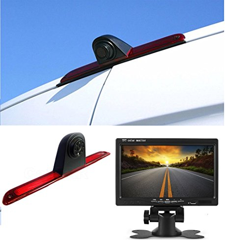HD 720p E-Mark(E9), terzo tetto, luce del freno, telecamera di parcheggio, telecamera di retromarcia, set per visione notturna + monitor TFT da 7 pollici, compatibile con MB Sprinter W906 VW Crafter