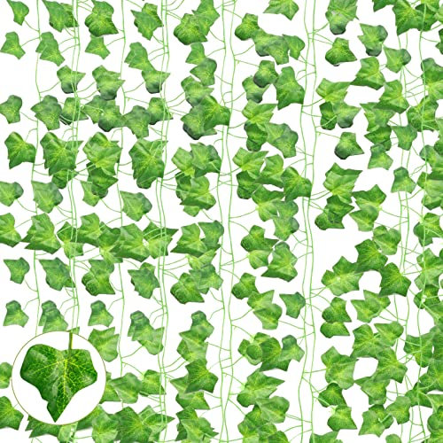 RFWIN 8 Pack Artificial Ivy, 56 Ft Fake Vine Green Plant Hanging Leaf Garland for Wedding Party Garden Decoration, Landscaping Fence Greenery