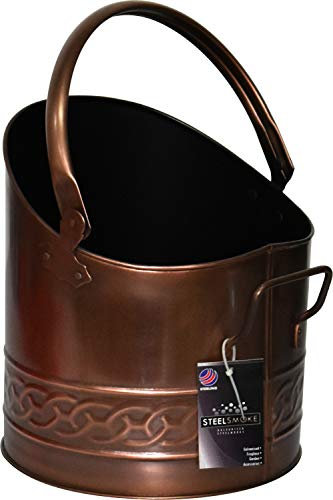 Heavy Duty Mini Metal Fireplace Round Coal Scuttle Bucket Hod (Copper)