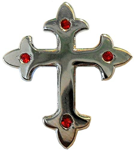 Mittelalterliches Kreuz Silber Chrom Emaille Metall Pin Anstecker