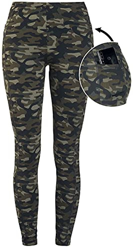 Rock Rebel by EMP Damen Olivfarbene Camo-Leggings mit seitlichen Taschen