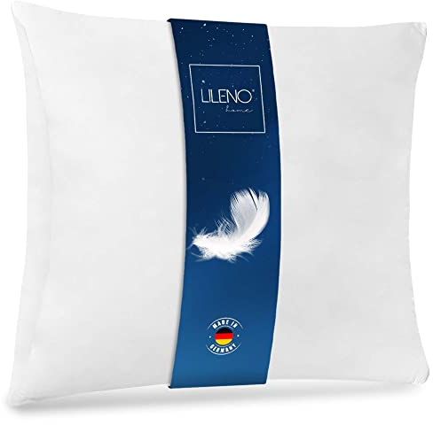 LILENO HOME Federkissen 40x40 cm [1er Set] - Kissen 40 x 40 cm aus Federn als Kopfkissen, Schlafkissen u. Bettkissen perfekt für Allergiker und Kinder - Federkernkissen mit je 300 g