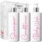 Print Maniacs White Mrs Hinch Inspired Personalised 500ml Pump Bottles Bathroom Lotion Kitchen Set Shampoo Conditioner ( 3 Set, F2 ) (Baby Pink)