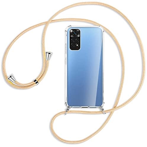 mtb more energy® Handykette kompatibel mit Xiaomi Redmi Note 11, Note 11S (6.43'') - Shiny Gold - Smartphone Hülle zum Umhängen - Anti Shock Full TPU Case