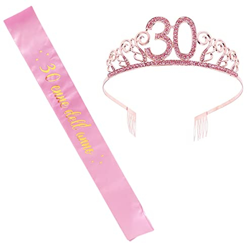 30 Compleanno Fascia in Italiano 30 Anni di Compleanno Donna Tiara Corona per Compleanno 30 Coroncina di Compleanno Decorazioni Addobbi Compleanno