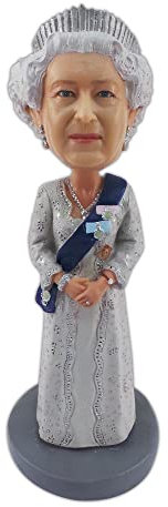 XTHY Queen Elizabeth Platinum Jubilee Souvenirs, Queen Elizabeth II 2022 Platinum Jubilee 70 gradi Anniversario, Bobblehead figure con Royal Blue Riband, Crown and Ivory Gown, Regali e souvenir