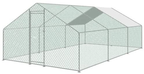 KCT Extra Large 6 x 3m Walk In Galvanised Chicken Coop Enclosed Pet Run Poultry Pen Bird Cage Rabbit Dog