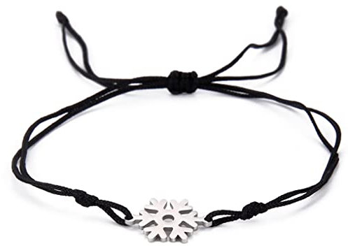 UNIFT Schneeflocken-Armband für Frauen Edelstahl hohlen aus eleganten Winter Schneeflocke Doppel Seil Armband Weihnachten Schmuck Geschenke (Silber)