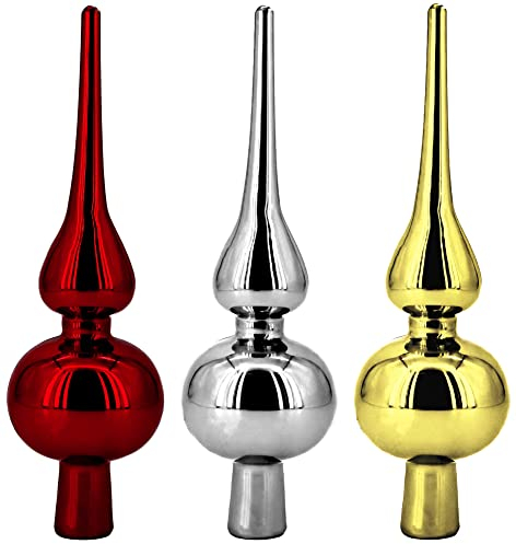 Weihnachtsdeko Christbaumspitze Weihnachtsbaumspitze Baumschmuck - 20cm - Glas - Weihnachtsbaumschmuck Christbaumschmuck - Weihnachtsbaum - Rot