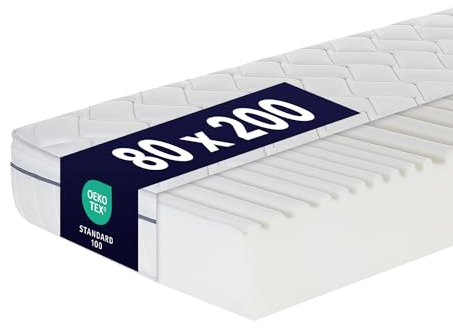 Ortho-Relax Matratze 80x200cm, 23cm hoch, Bett Härtegrad H2 & H3, 100 Nächte Probeschlafen, wendbare Matratze mit weicher & Fester Seite, Wendematratze 7-Zonen-Komfortschaum-Matratze, Öko-Tex 100