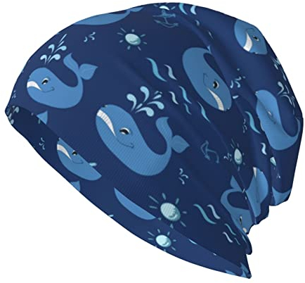 YINGD Beanies Mütze Wal Anker Muster Weich Atmungsaktiv Strickmütze für Männer und Frauen, #330, One size