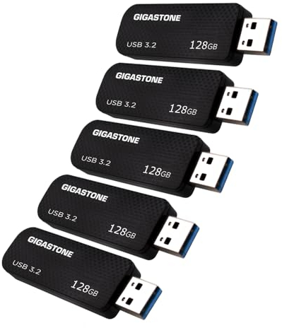 Gigastone Chiavetta USB 128 GB Set da 5, Z30 USB 3.2 Gen 1 Professional Serie, Senza cappuccio con design retrattile, compatibile con interfaccia USB 2.0 / USB 3.0 / USB 3.1