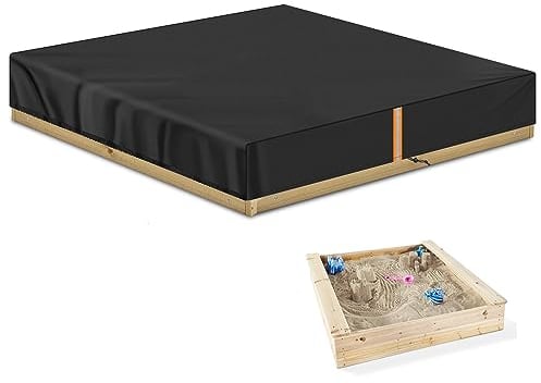 VANSHEIM Abdeckung Sandkasten 200x200x20cm Wetterfeste Sandkastenabdeckung Plane Schutzhülle für Sandkasten Sankastenabdeckung Sandkiste Abdeckungen Gartenpoolabdeckung UV Beständig 420D Oxford Gewebe