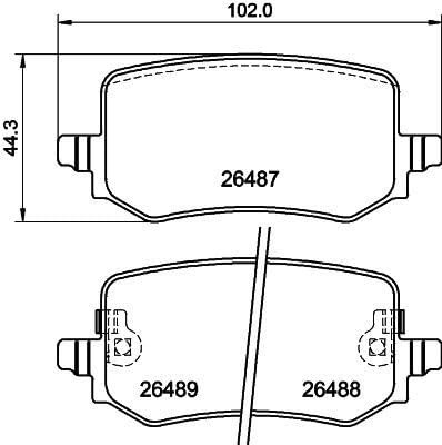 HELLA 8DB 355 042-851 Bremsbeläge - mit akustischer Verschleißwarnung - T2933 - für u.a. HYUNDAI / KIA