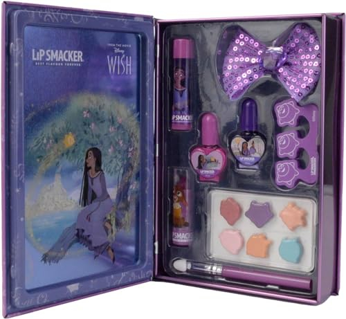 Lip Smacker Wish Book Tin, Disney Wish-Inspired Beauty Book Hiding Lipsticks, Shimmer Creams, Nail Polishes and Beauty Accessories for your Kids' Princess Look