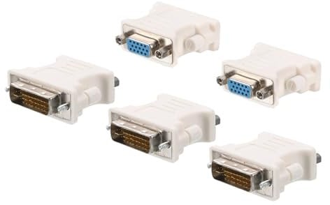 sourcing map VGA to DVI-I Adapter Coupler, DVI 24 + 5 Male to VGA Female Converter for Device Conversion, Pack of 5
