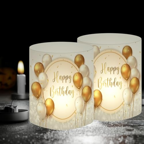 12 Windlichter Tischdekoration, Schön DASS Du da bist, Tischdeko Happy Birthday, Passend für Teelichter oder Kerzen (Happy Birthday A)