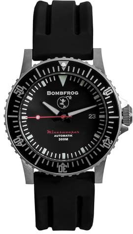 BOMBFROG Herren Taucheruhr NATO Armband | Automatik Saphirglas bis 300 m (Schwarz)