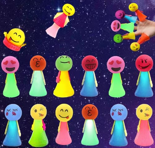 Vomkela 12 Stück LED Feder Leucht Springendes Spielzeug,Mitgebsel Kindergeburtstag Gastgeschenke,LED Jumping Emoticon Leuchtspielzeug Kinder Weihnachten Partyzubehör für 3-15 jahre Mädchen und Jungen