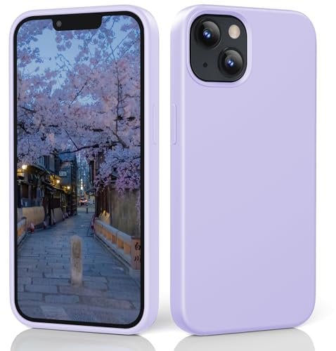 TIIXXE Silicone Case Compatible with iPhone 13 case Soft Ultra Slim Protective Shockproof Liquid Silicone Phone Case,Anti-Scratch Microfiber Lining, 6.1 Lilac purple