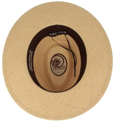 Breiter ORIGINAL Panama Hut Strohhut Sommerhut Sonnenhut Handgeflochten UV-Schutz 50+ Hut Bruchschutz Natur L