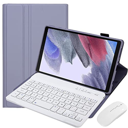 Keyboard Case for Samsung Galaxy Tab A7 Lite 8.7 Inch 2021 Model (SM-T220/T225/T227), Lightweight Stand Cover with Magnetically Detachable Keyboard,Bluetooth Mouse,Purple